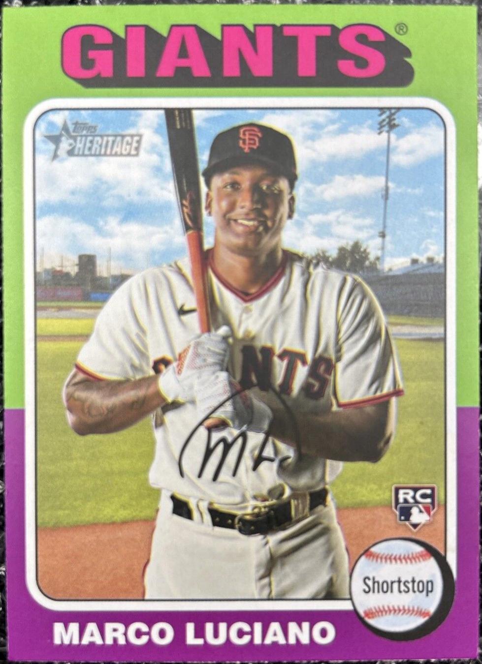 Marco Luciano #391 Baseball Cards 2024 Topps Heritage Color Swap