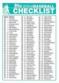 Checklist Green Baseball Cards 2004 Topps