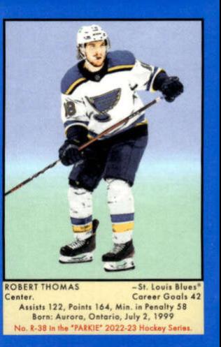Robert Thomas #R-38 Hockey Cards 2022 Parkhurst Champions Retro Autograph