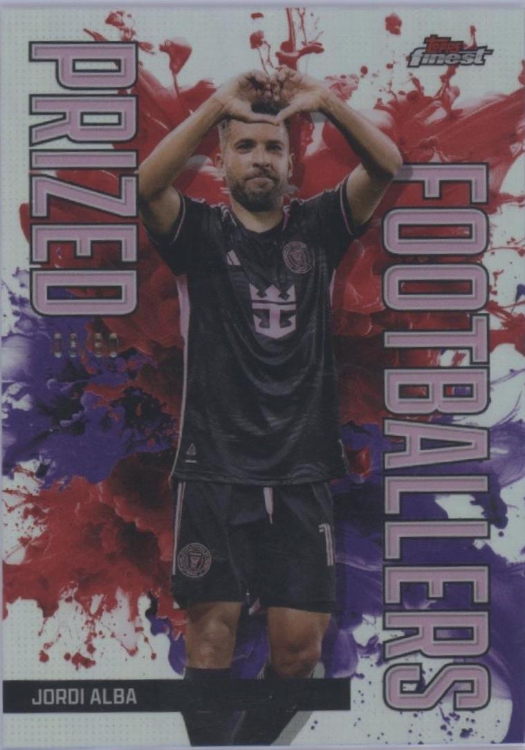Jordi Alba #PFF-3 Soccer Cards 2024 Topps Finest MLS Prized Footballers Fusion Variation Purple Red