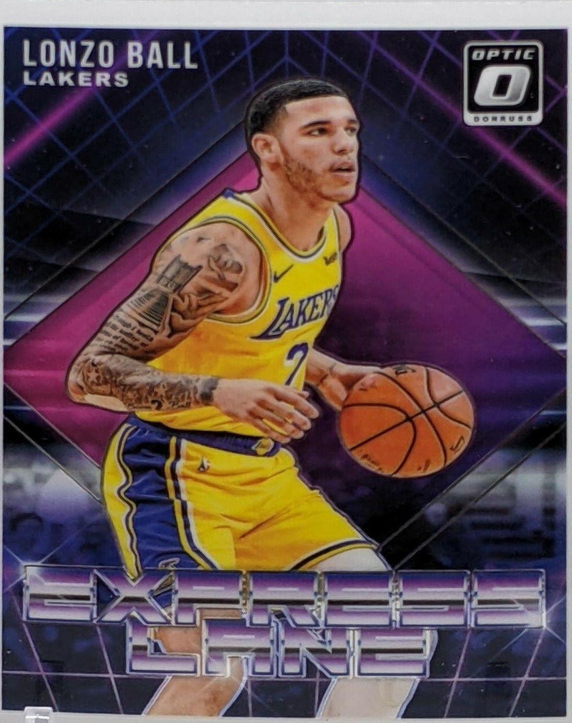 Lonzo Ball #7 Basketball Cards 2018 Panini Donruss Optic Express Lane