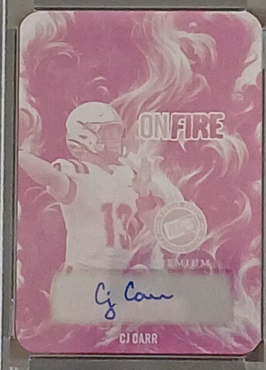 CJ Carr #OF-CJC Football Cards 2024 Press Pass Premium On Fire Autograph