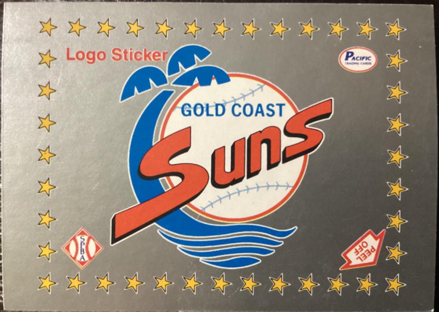 Gold Coast Suns Logo Sticker Baseball Cards 1990 Pacific Senior League