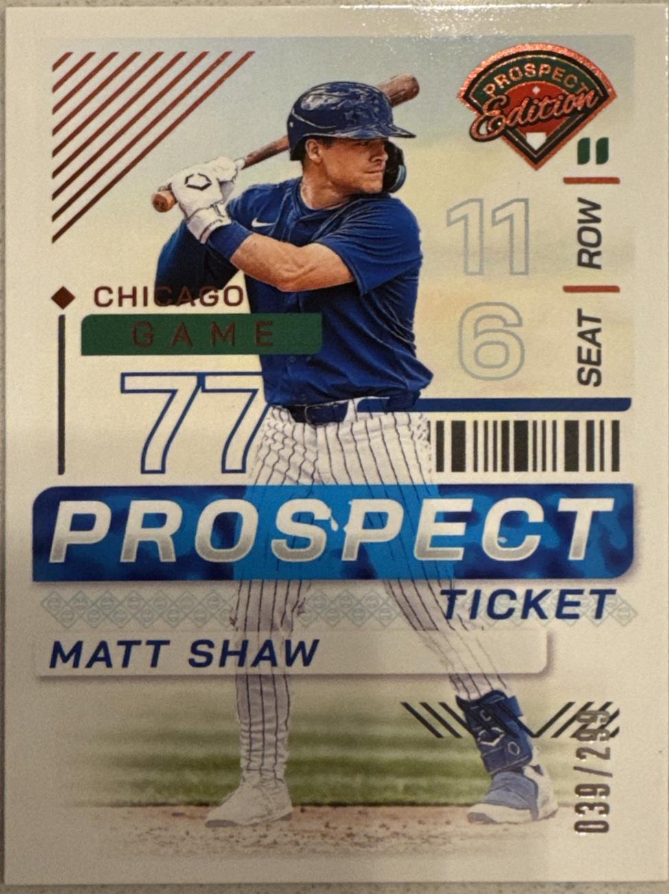 Matt Shaw [Red] #39 Prices | 2024 Panini Prospect Edition | Baseball Cards