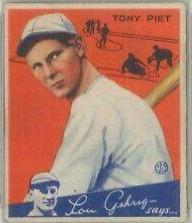 Tony Piet #8 Baseball Cards 1934 Goudey