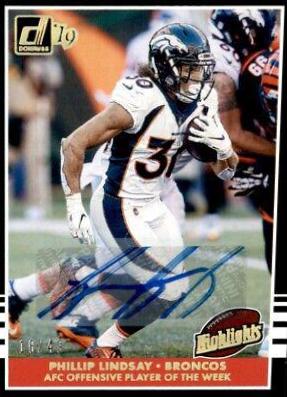 Phillip Lindsay #H 17 Football Cards 2019 Donruss Highlights Autographs