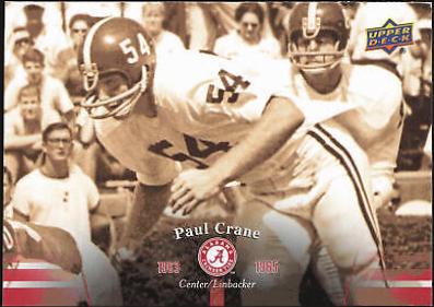 Paul Crane #8 Football Cards 2012 Upper Deck University of Alabama
