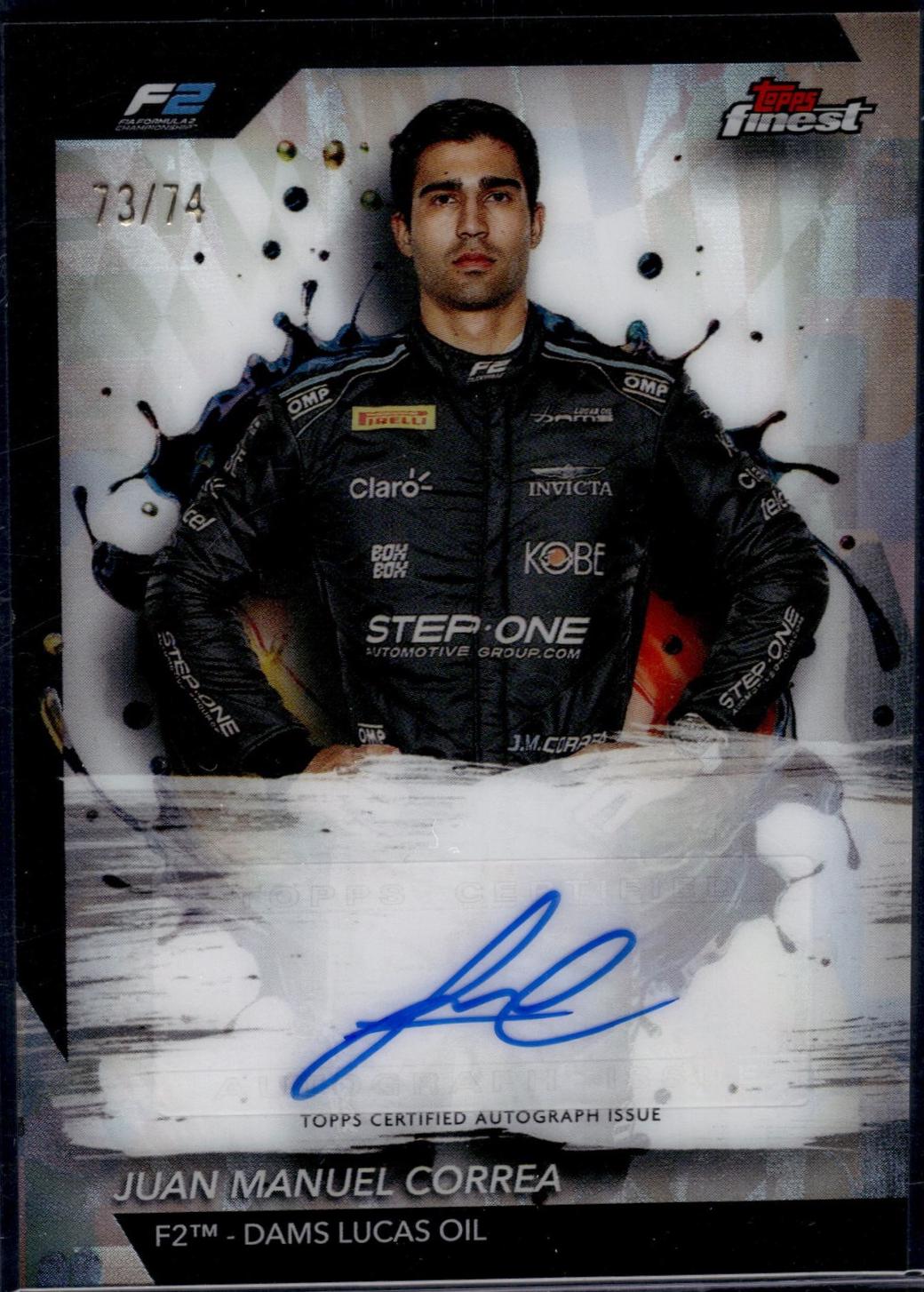 Juan Manuel Correa #FAC-CORR Racing Cards 2024 Topps Finest Formula 1 Autograph