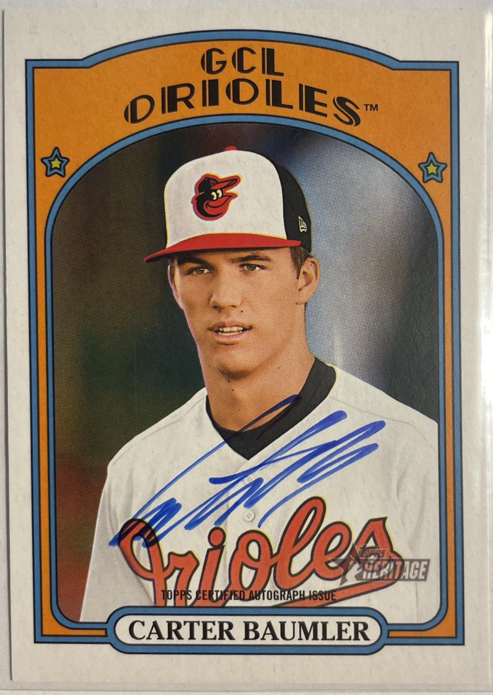 Carter Baumler #ROA-CB 2021 Topps Heritage Minor League Baseball Real One Autographs