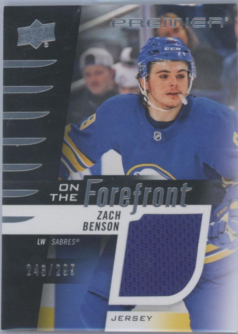 Zach Benson #OFR-ZB Hockey Cards 2023 Upper Deck Premier On the Forefront Jersey Rookie