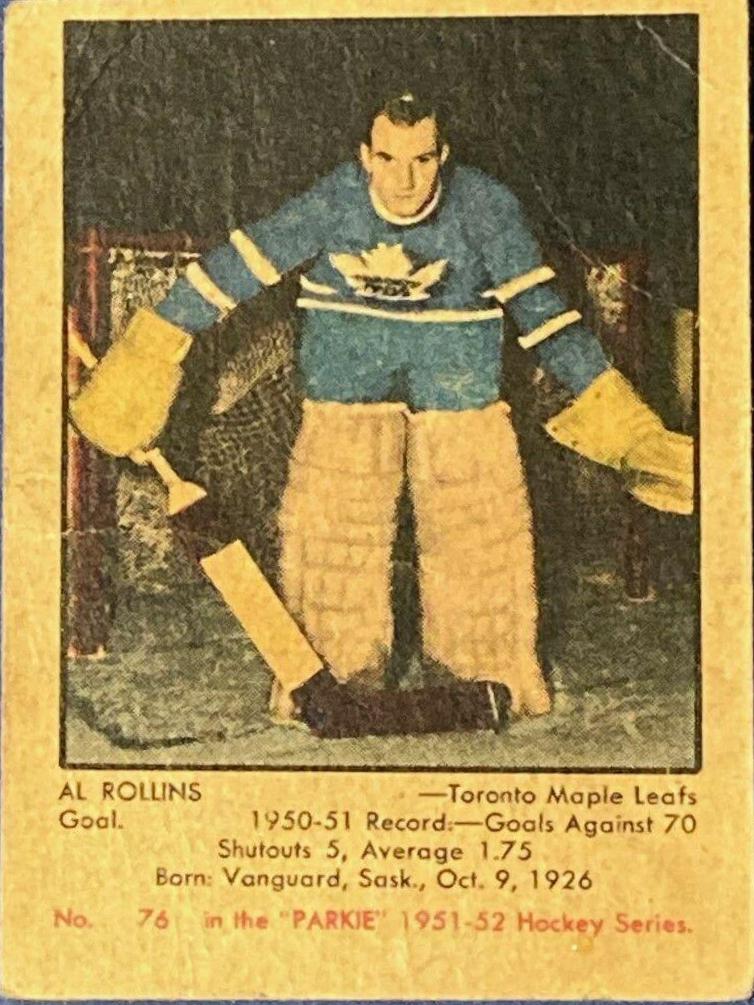 Al Rollins #76 Hockey Cards 1951 Parkhurst