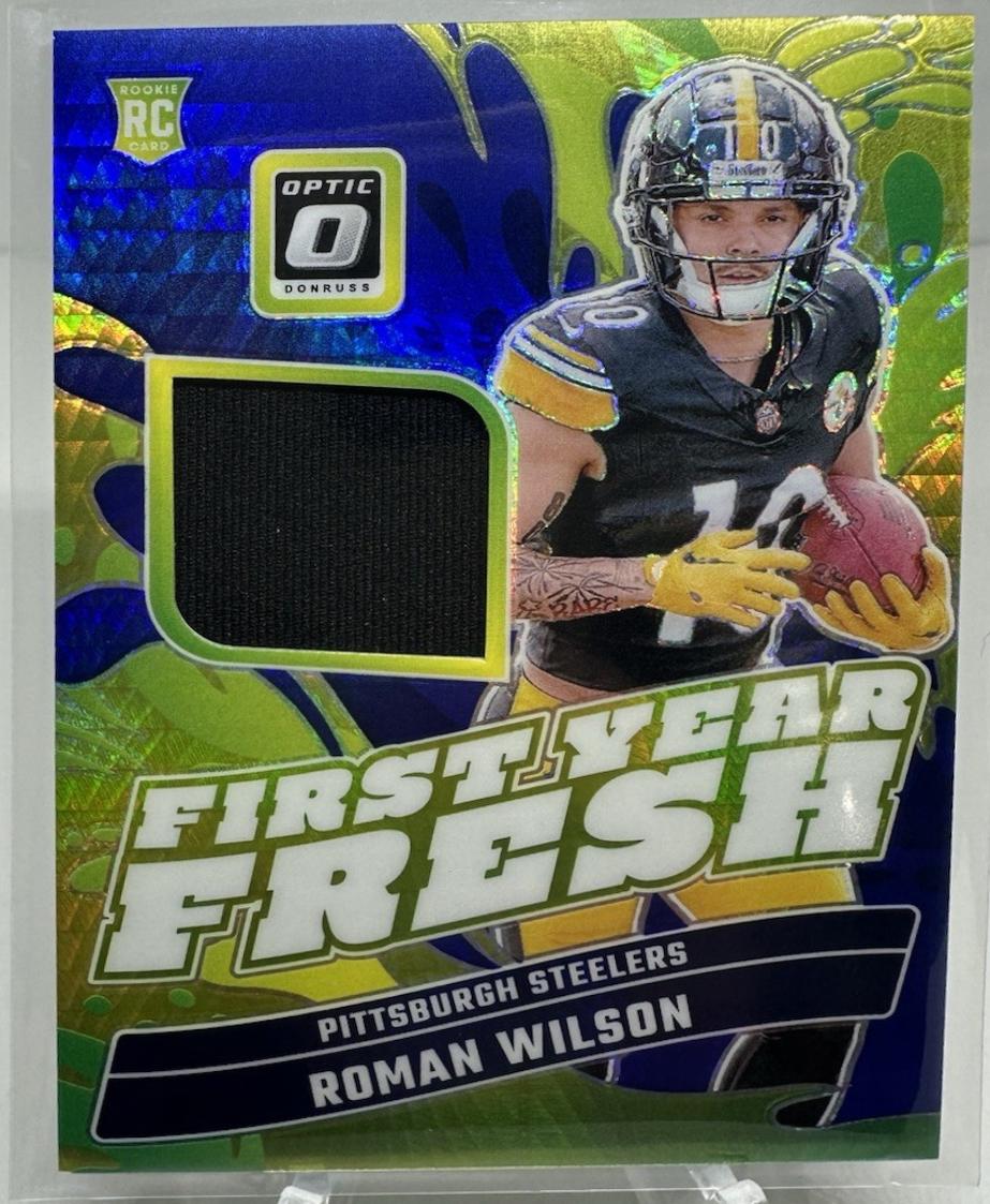 Roman Wilson #FYF-RWN Football Cards 2024 Panini Donruss Optic First Year Fresh Blue Hyper