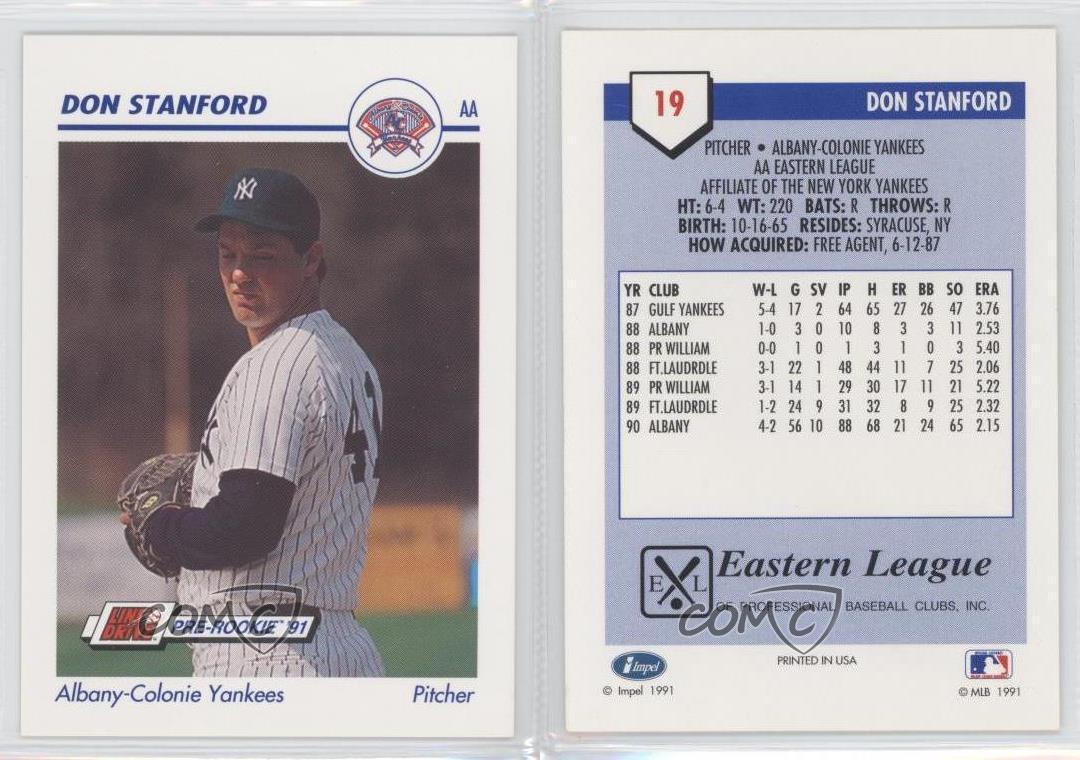 Don Stanford #19 Baseball Cards 1991 Impel Line Drive Pre Rookie AA