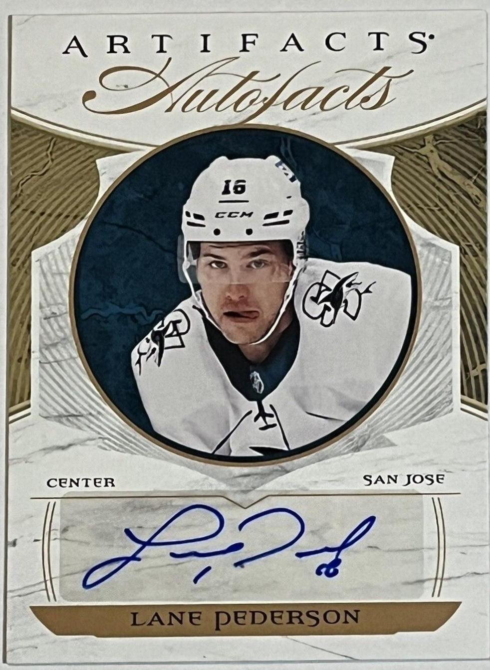 Lane Pederson #AF-LP Hockey Cards 2022 Upper Deck Artifacts Auto Facts