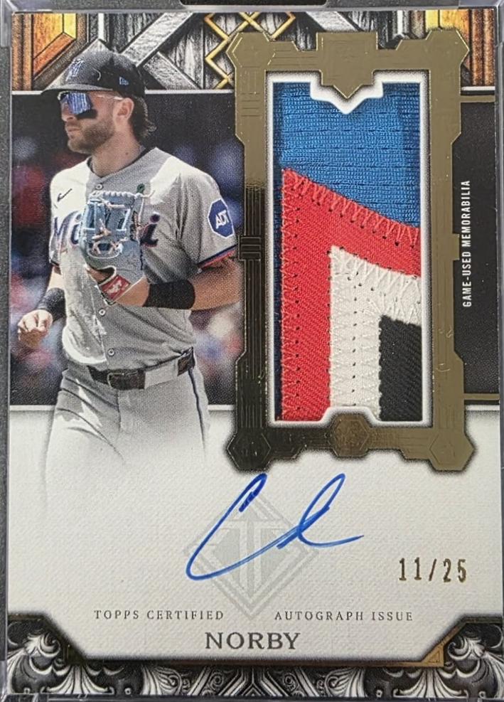 Connor Norby #RSPA-CNO 2025 Topps Transcendent Rookie Showcase Patch Autograph Baseball