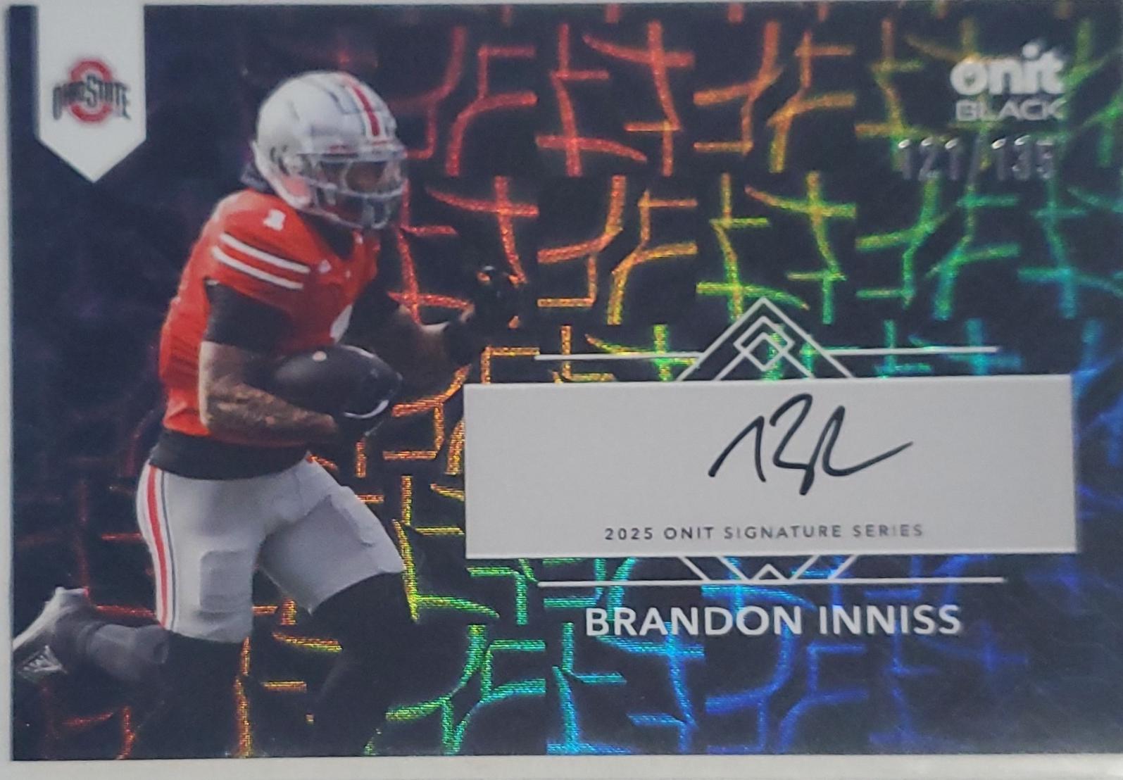 Brandon Inniss #S-5 2025 Onit Athlete Black Ohio State Signature Football