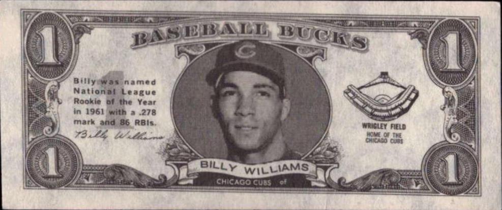 Billy Williams Baseball Cards 1962 Topps Bucks