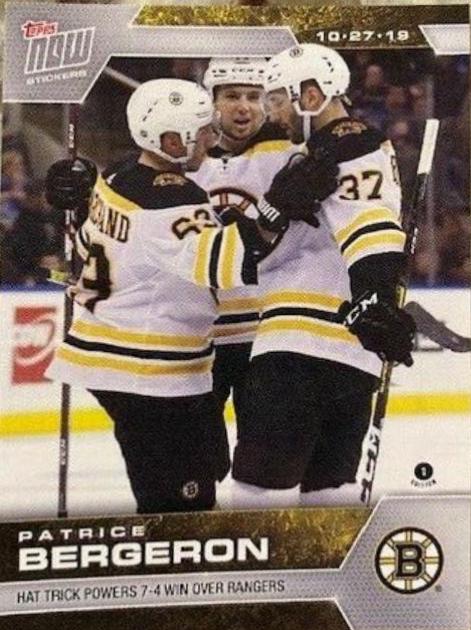 Patrice Bergeron #33 Hockey Cards 2019 Topps Now NHL Stickers