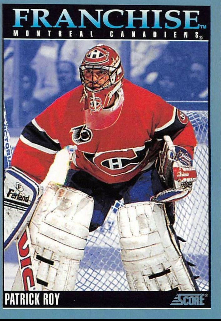 Patrick Roy #428 Hockey Cards 1992 Score Canadian