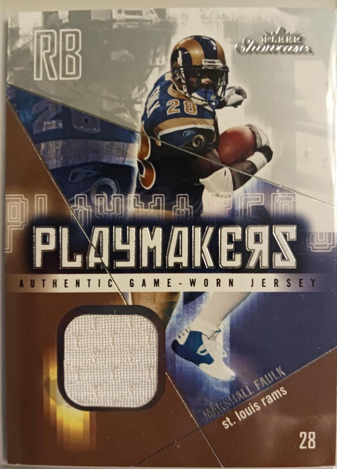 Marshall Faulk #PM-MF Football Cards 2004 Fleer Showcase Playmakers Game Used