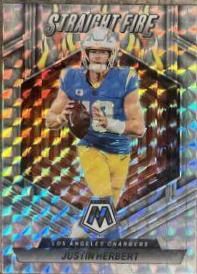 Justin Herbert #SF-JHE Football Cards 2023 Panini Mosaic Straight Fire
