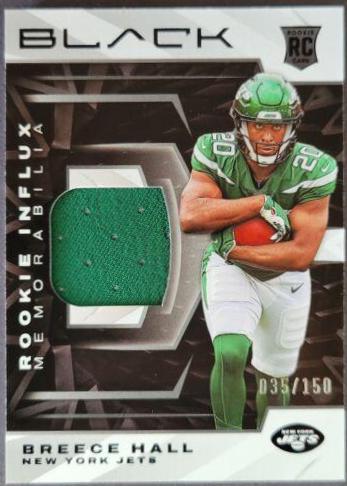 Breece Hall #RIM-BHA Football Cards 2022 Panini Black Rookie Influx Memorabilia