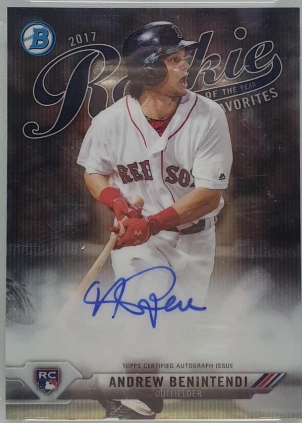 2017 BOWMAN ROOKIE OF THE YEAR ROY FAVORITES AUTOGRAPH ABE ANDREW BENINTENDI #ABE Baseball Cards 2017 Bowman Rookie Autographs