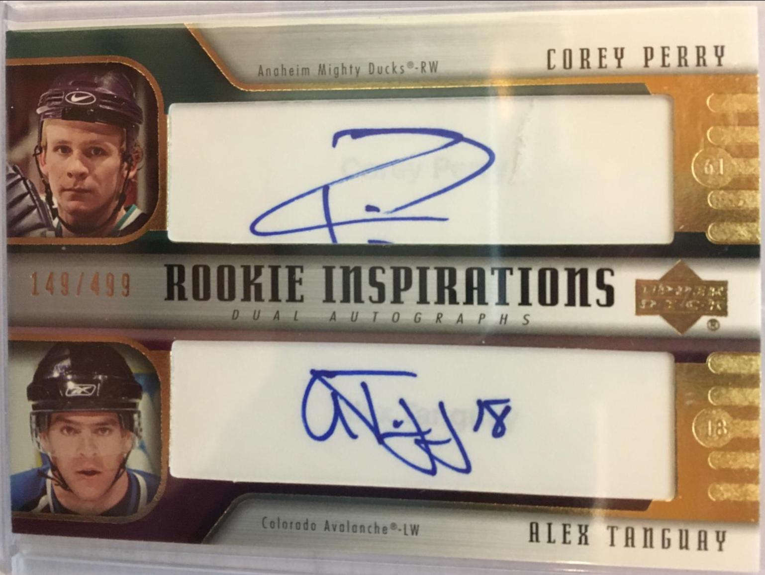 Corey Perry #257 Hockey Cards 2005 Upper Deck Rookie Update Inspirations Dual Autographs