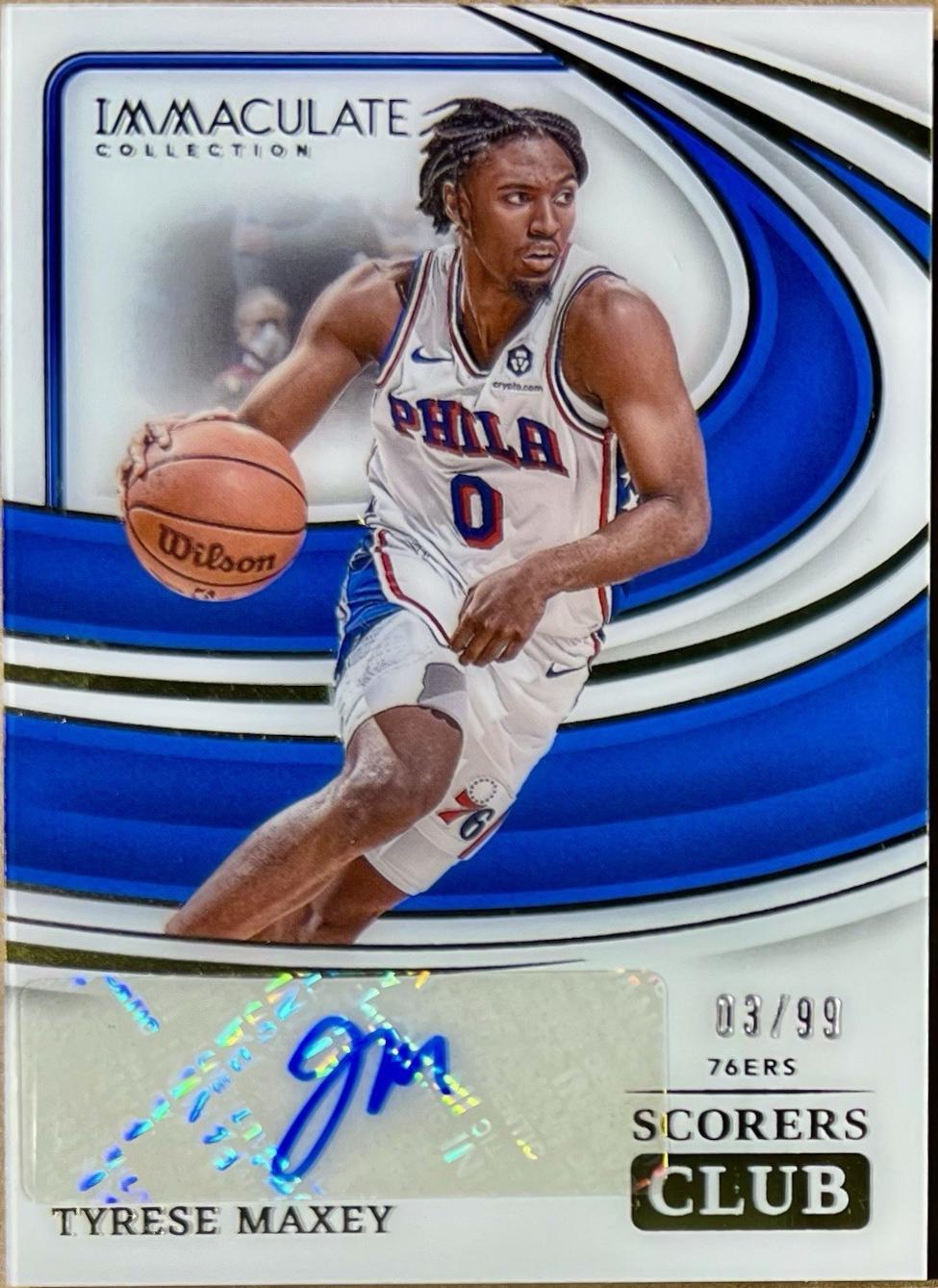 Tyrese Maxey #2 Basketball Cards 2023 Panini Immaculate Scorers Club Signatures