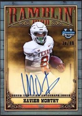 Xavier Worthy #RMA-XW Football Cards 2023 Bowman Chrome University Ramblin' Man Autographs