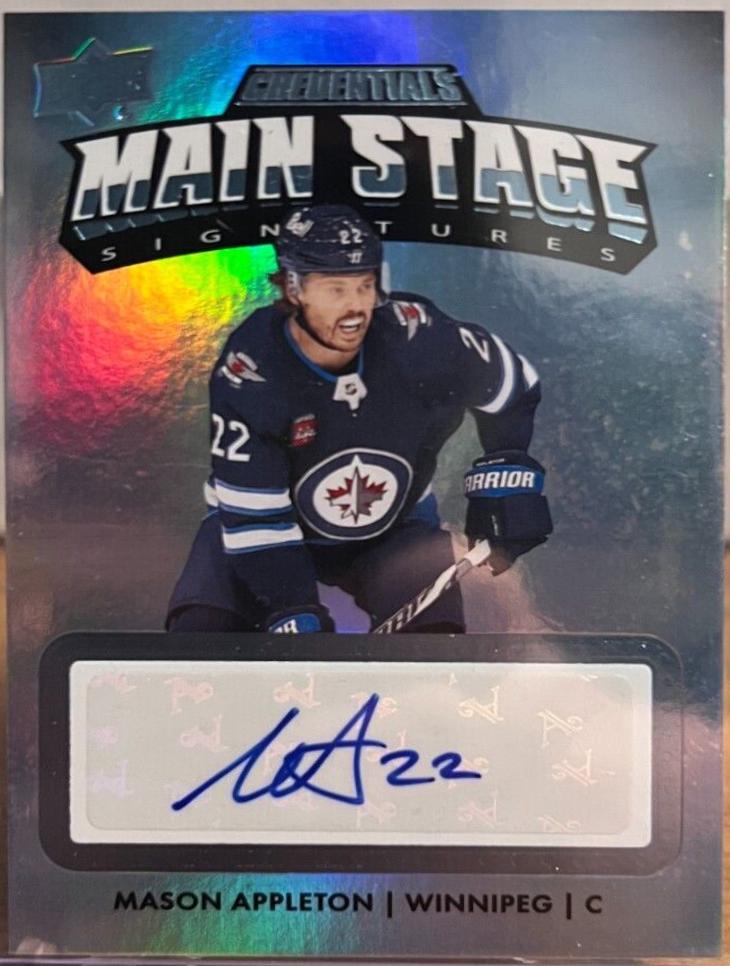 Mason Appleton #MS-MA Hockey Cards 2022 Upper Deck Credentials Main Stage Signature