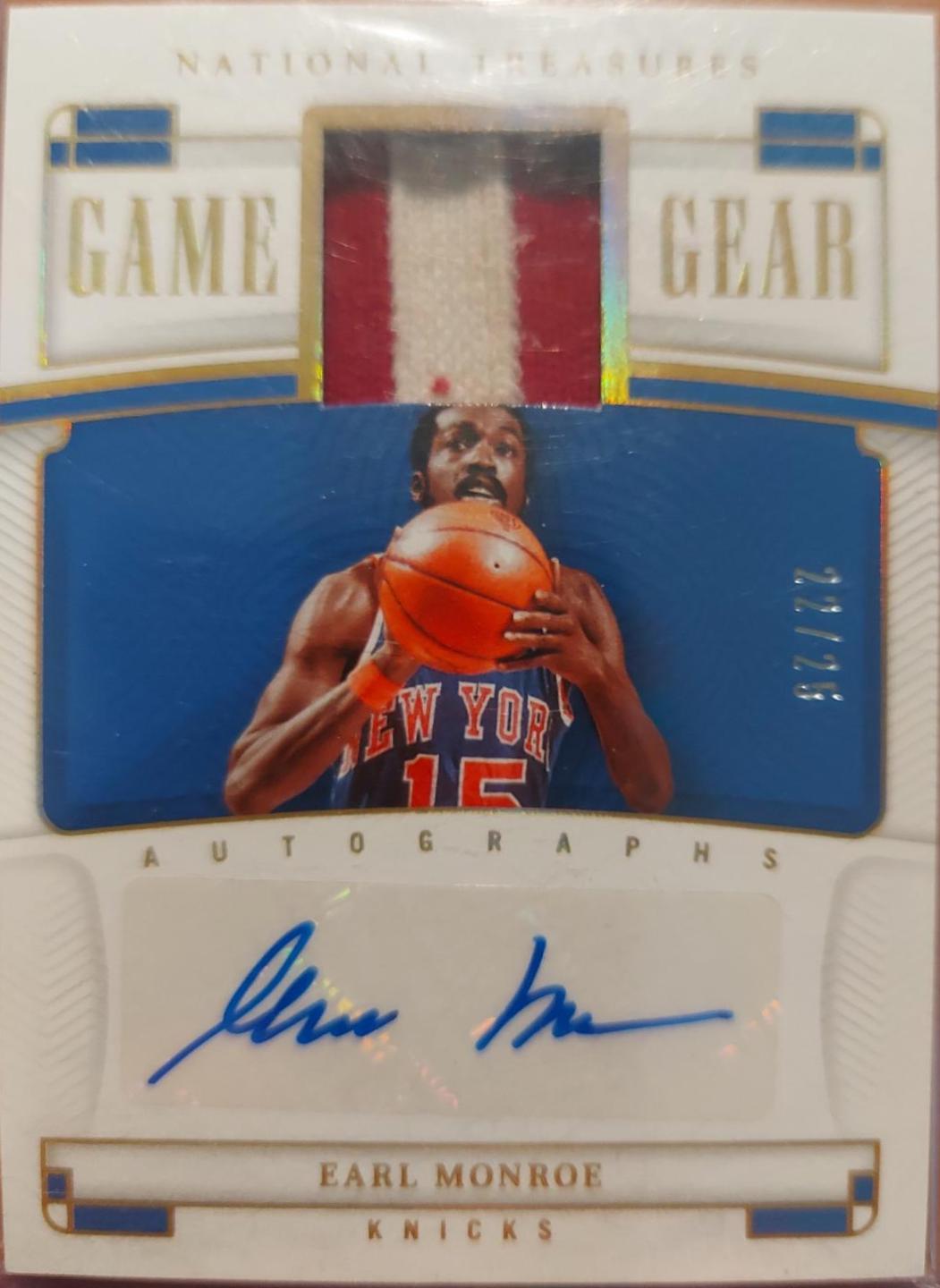 Earl Monroe #GGA-EMR 2022 Panini National Treasures Game Gear Autographs Basketball