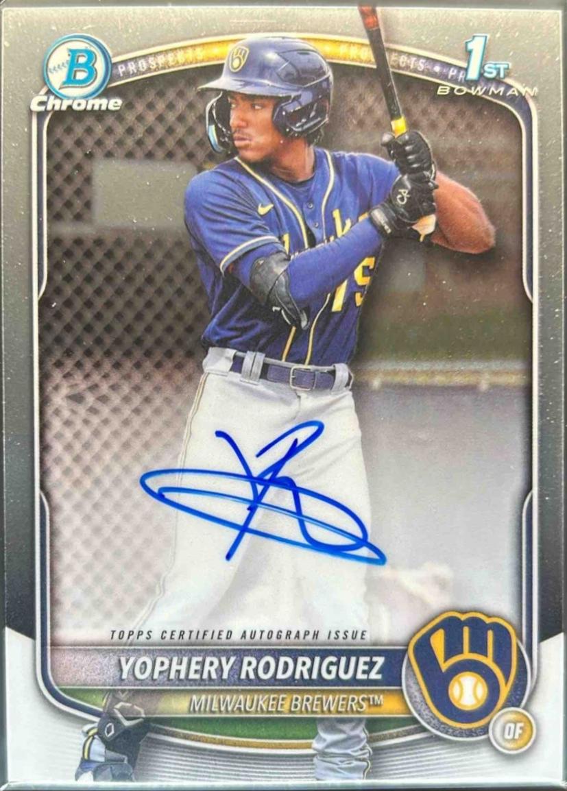 Yophery Rodriguez #CPA-YR Baseball Cards 2025 Bowman Chrome Prospect Autograph