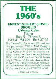 Ernie Broglio #18 Baseball Cards 1978 TCMA the 1960's
