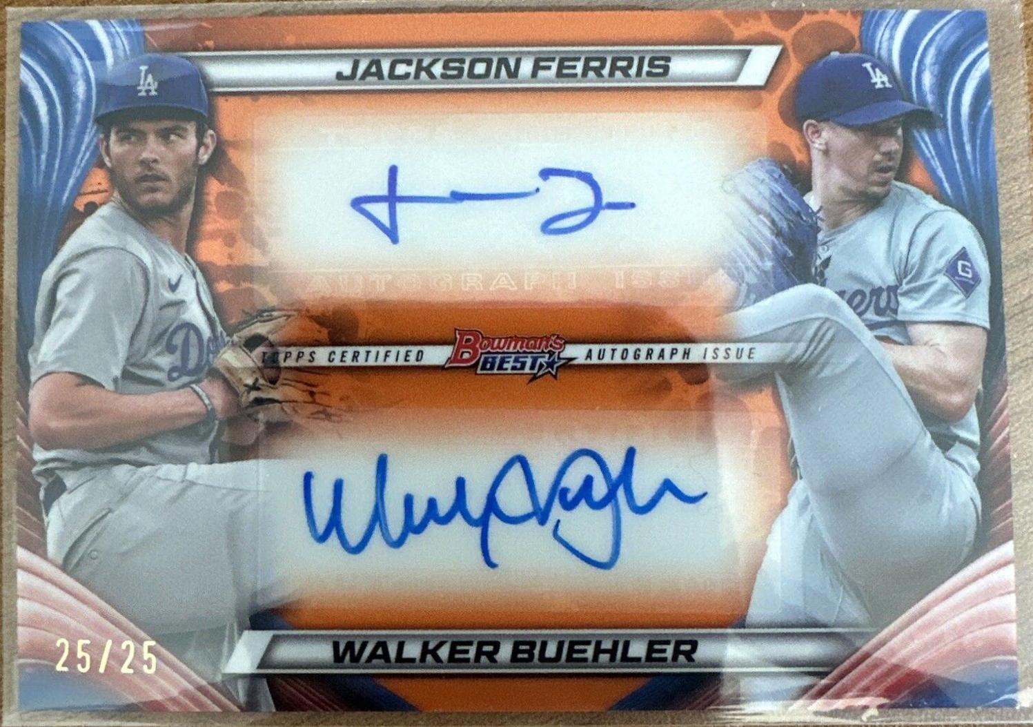 Walker Buehler / Jackson Ferris #DA-FB Baseball Cards 2024 Bowman’s Best Dual Autograph