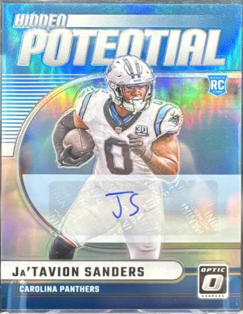 Ja'Tavion Sanders #9 Football Cards 2024 Panini Donruss Optic Hidden Potential Autograph