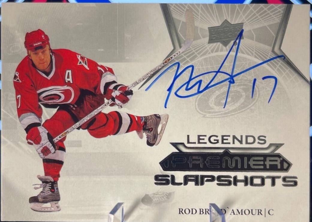 Rod Brind`Amour #PSAL-RB Hockey Cards 2022 Upper Deck Premier Slapshots Auto Legend