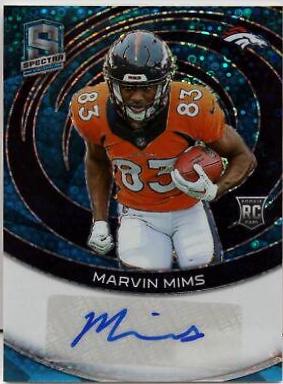 Marvin Mims #17 Football Cards 2023 Panini Spectra Rookie Autograph Neon Blue