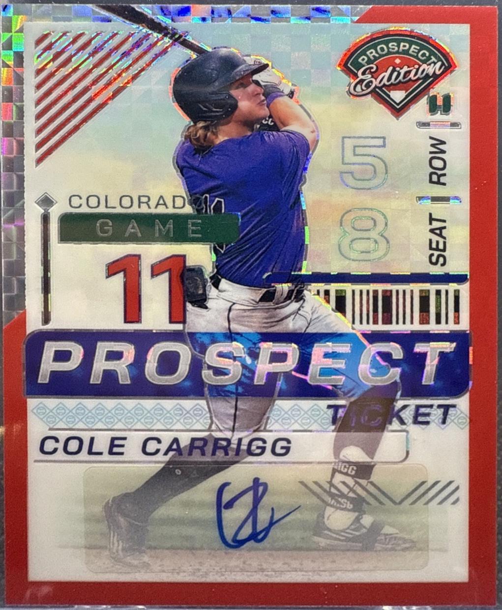 Cole Carrigg [Red Power Holo Ticket Signature] #84
