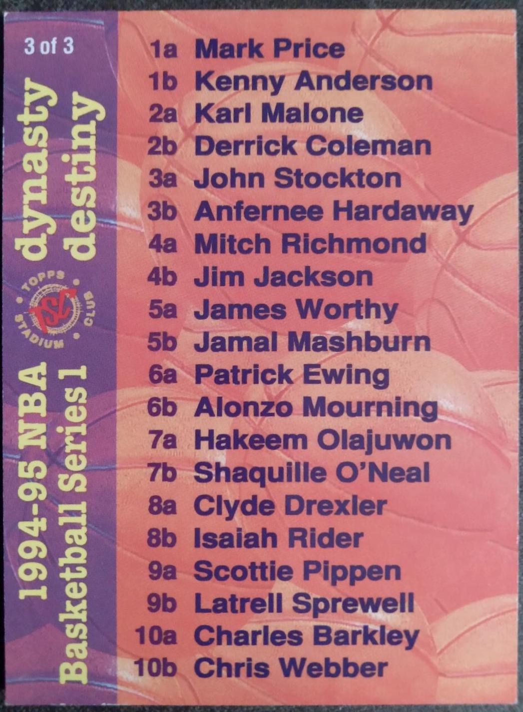Checklist Super Skills #3 of 3 Basketball Cards 1994 Stadium Club