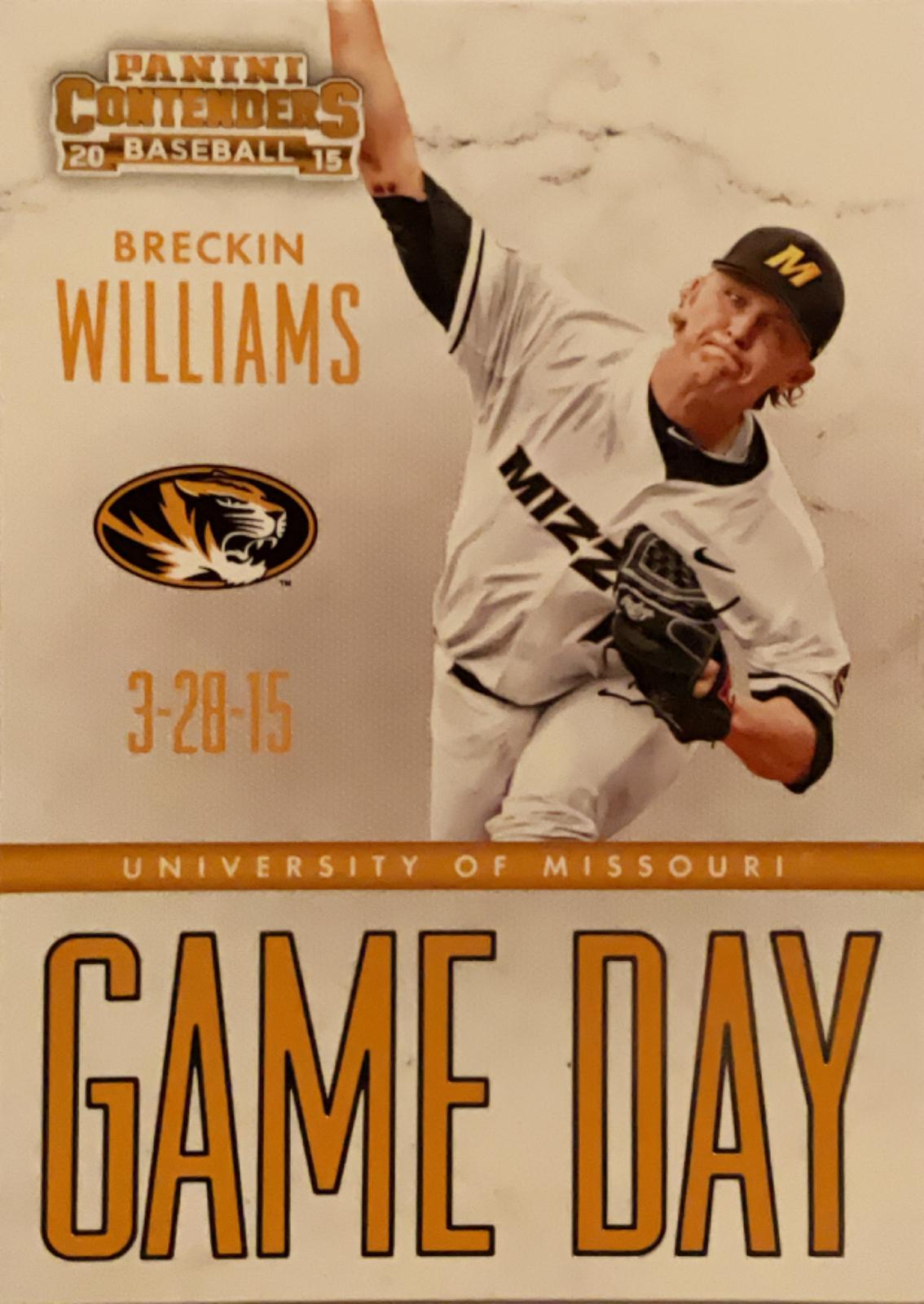 Breckin Williams #8 Baseball Cards 2015 Panini Contenders Game Day Tickets