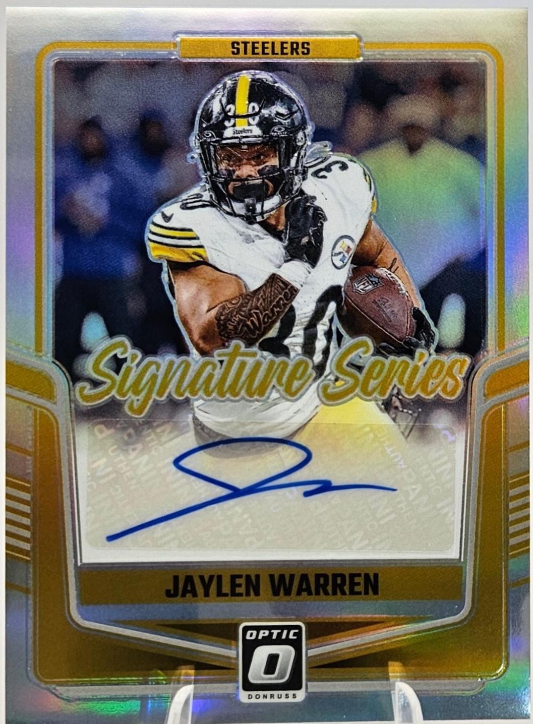 Jaylen Warren #SSH-JWN Football Cards 2024 Panini Donruss Optic Signature Series Holo