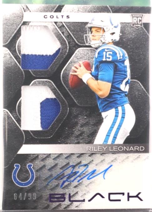Riley Leonard #16 2025 Panini Black Football Rookie Signature Materials