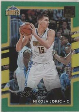 Nikola Jokic Holo Green, Yellow Laser #37 Basketball Cards 2017 Panini Donruss