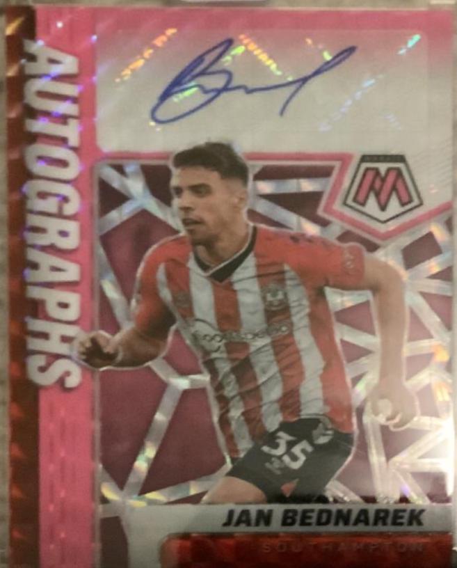 Jan bednarek Auto Pink #am-jbk Soccer Cards 2021 Panini Mosaic Premier League Autographs