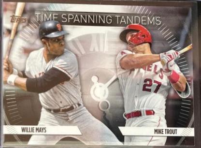 2023 Topps Update Time Spanning Tandems Mike Trout, Willie Mays #TS-3 card