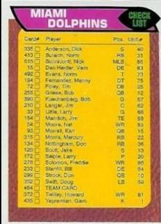 Dolphins Checklist