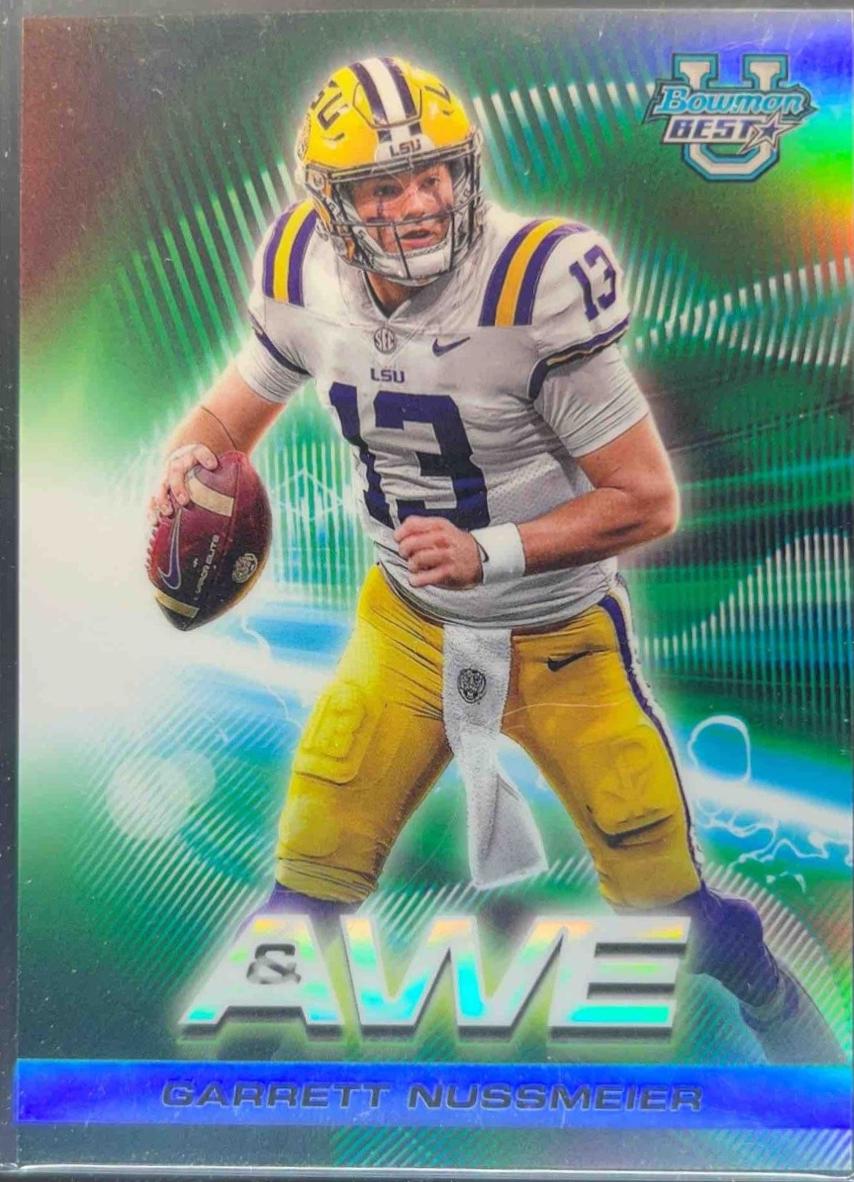Garrett Nussmeier #SA-19 Football Cards 2024 Bowman Best University Shock and Awe