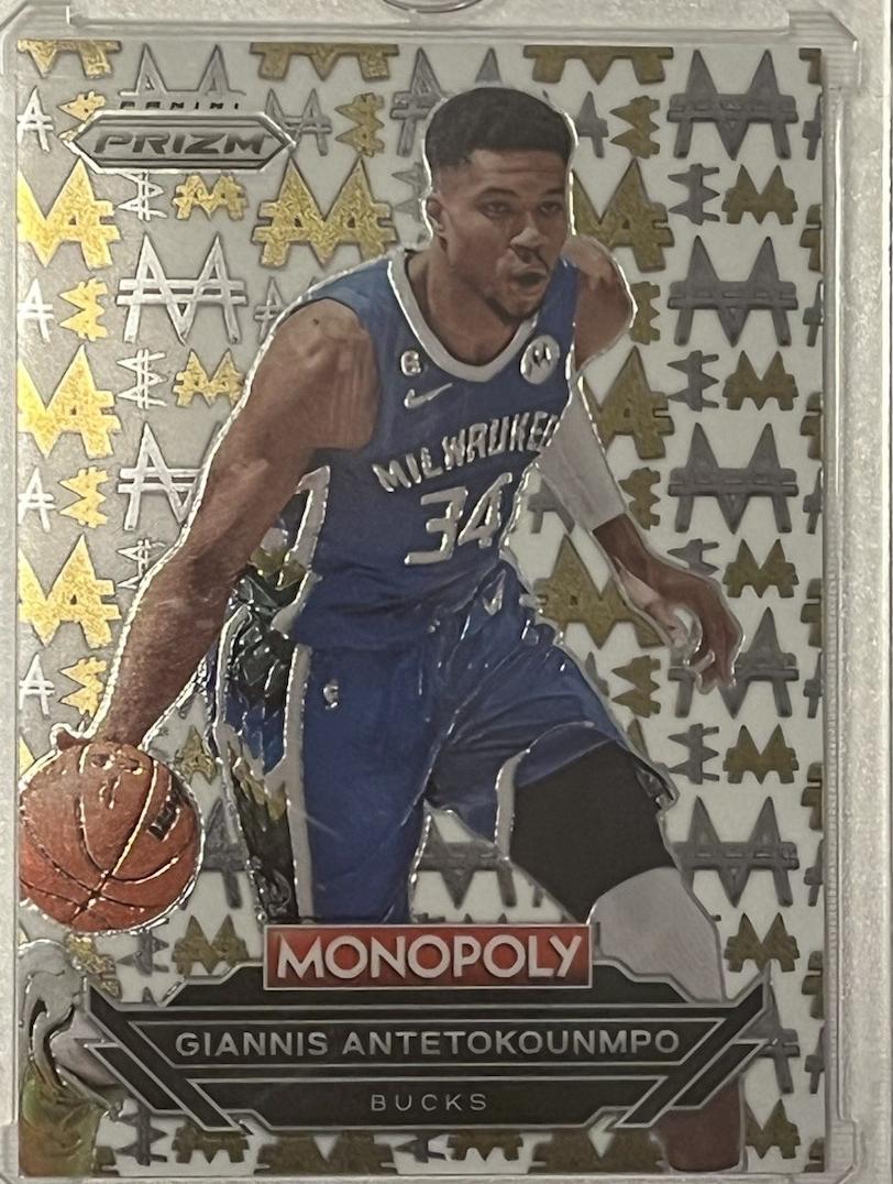 Giannis Antetokounmpo #W6 Basketball Cards 2023 Panini Prizm Monopoly Millionaire White