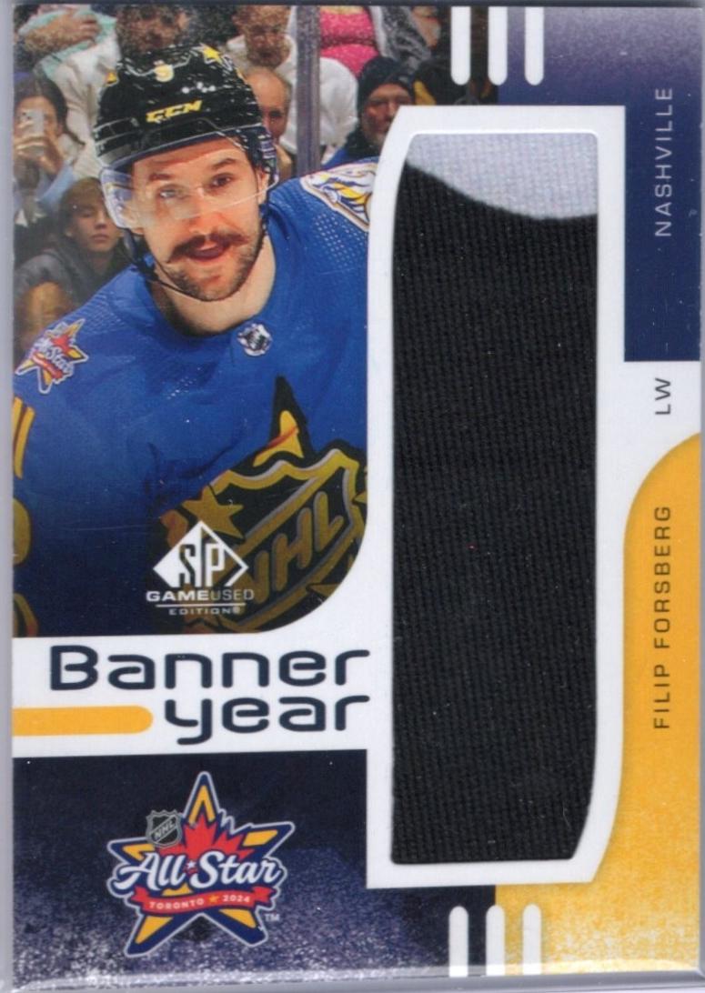 Filip Forsberg #BYAS-FF Hockey Cards 2024 SP Game Used All-Star Game Banner Year Relic